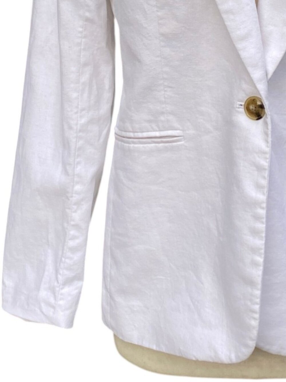 J Crew Factory Linen Cotton Schoolboy Blazer White One Button Coastal Capsule-10 - Picture 4 of 10